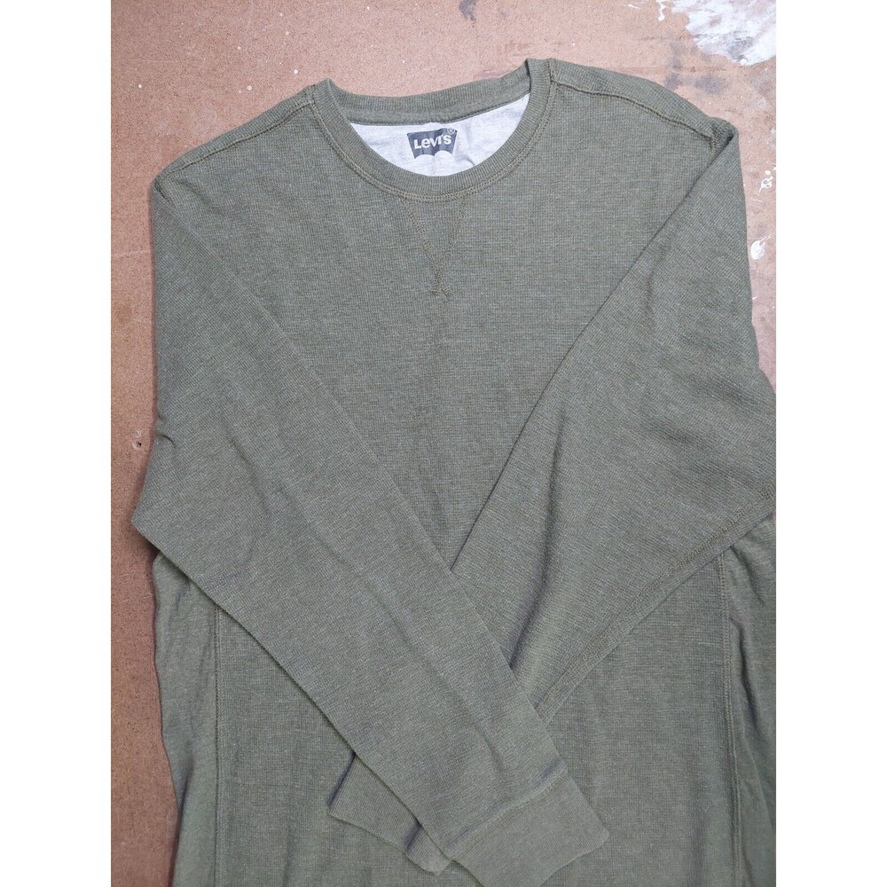 LEVI'S ~ Mens L / Large ~ Green Cotton Pullover Long Sleeve Henley T-Shirt Tee